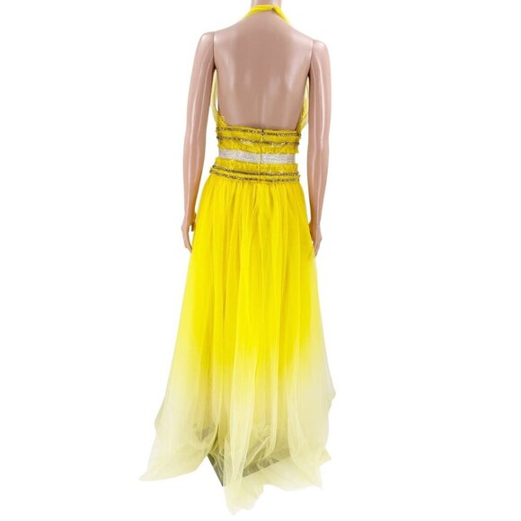 Naeem Khan Gown Yellow Tulle Crystal Halter US 10 – Runway Spring 2018 - Picture 8 of 15
